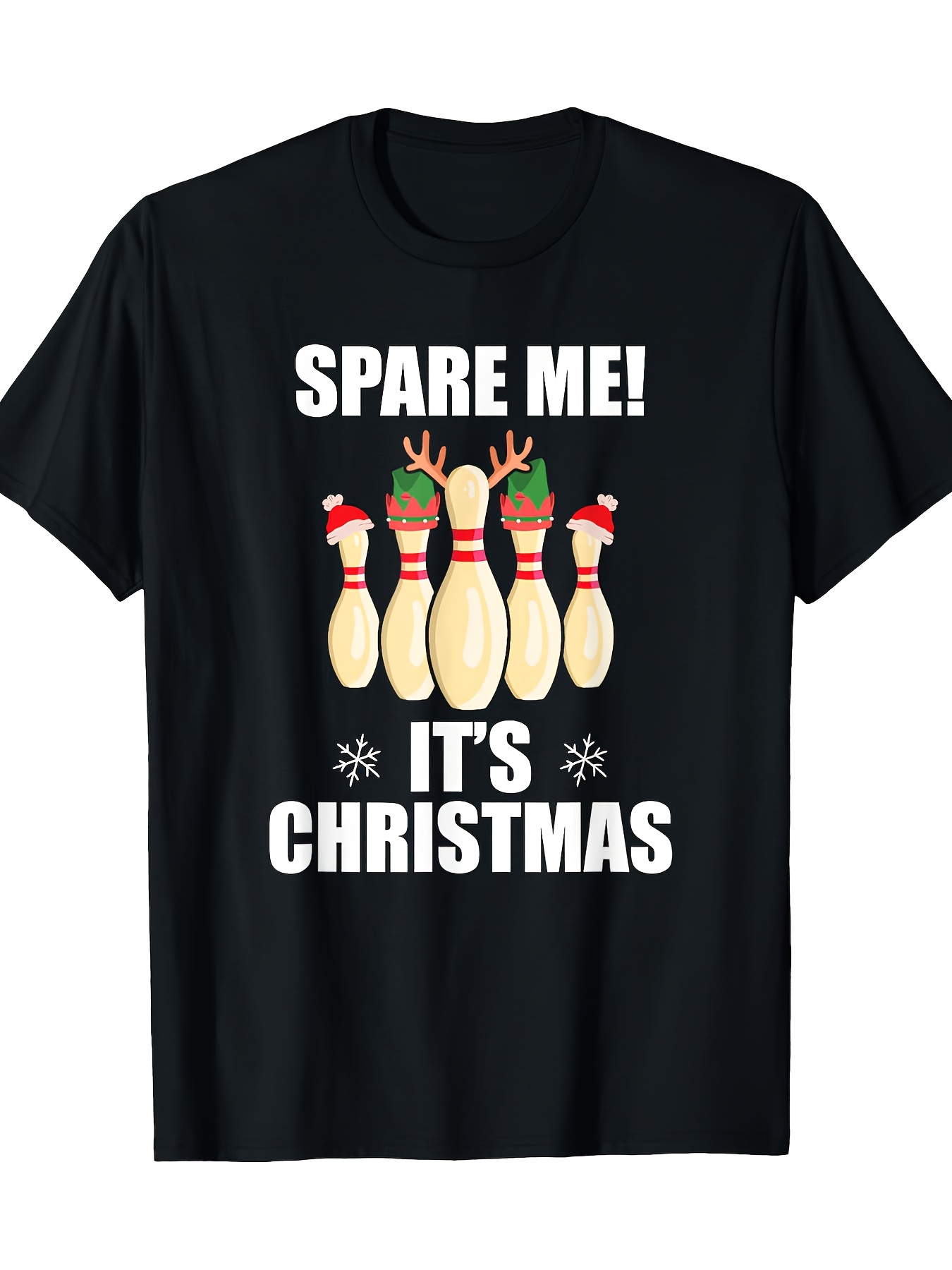 Short Sleeve Bowling Shirt Retro - Schwarzes Weihnachts-Bowling-T-Shirt für Herren – SPARE