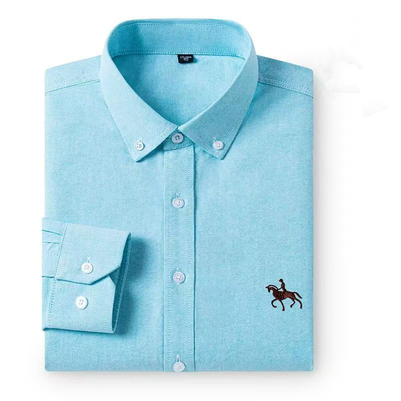 Oxford Cotton Casual Shirt Business - 100% Baumwolle Herren Oxford-Hemden Langarm mit