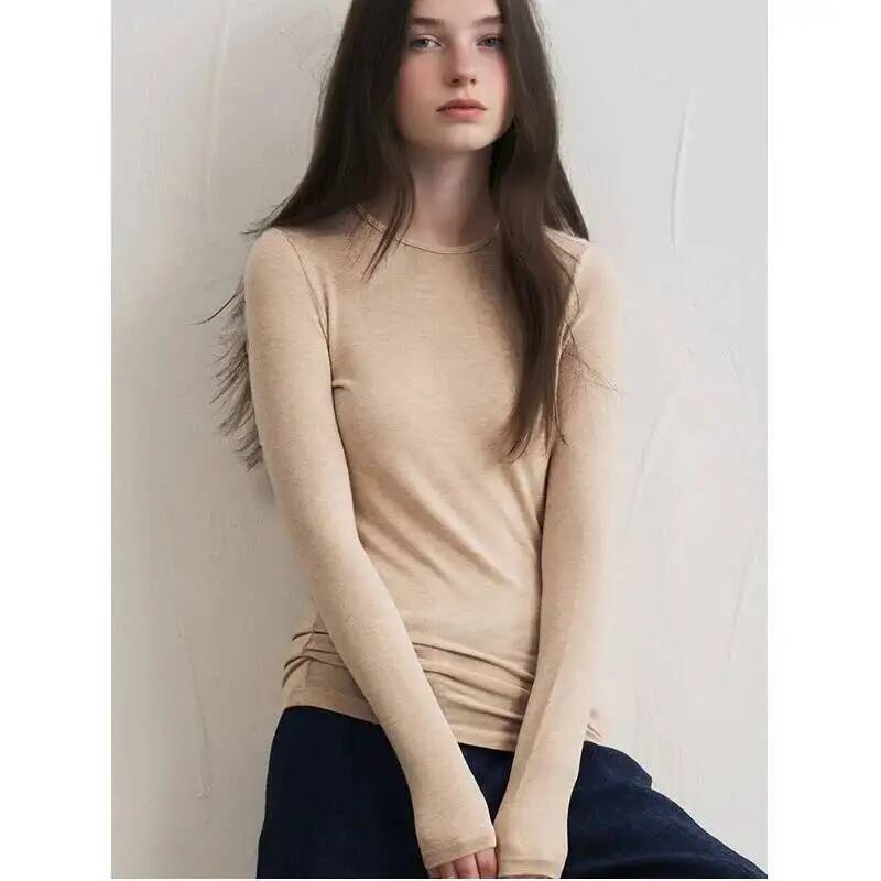 T-Shirts - Damen Kaschmir-Mischgewebe Langarm-Oberteil Herbst Winter Weiches