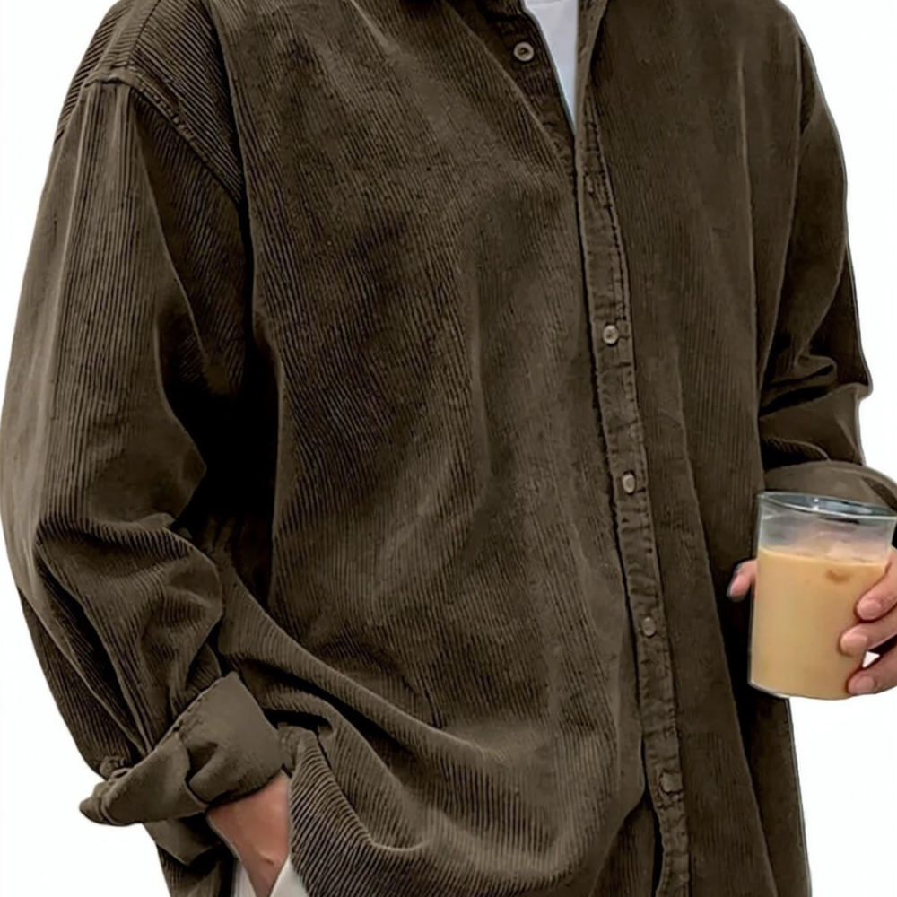Herren-Cordhemden, langärmelig – Corduroy Button Up Shirt Men Bewertung und Preis