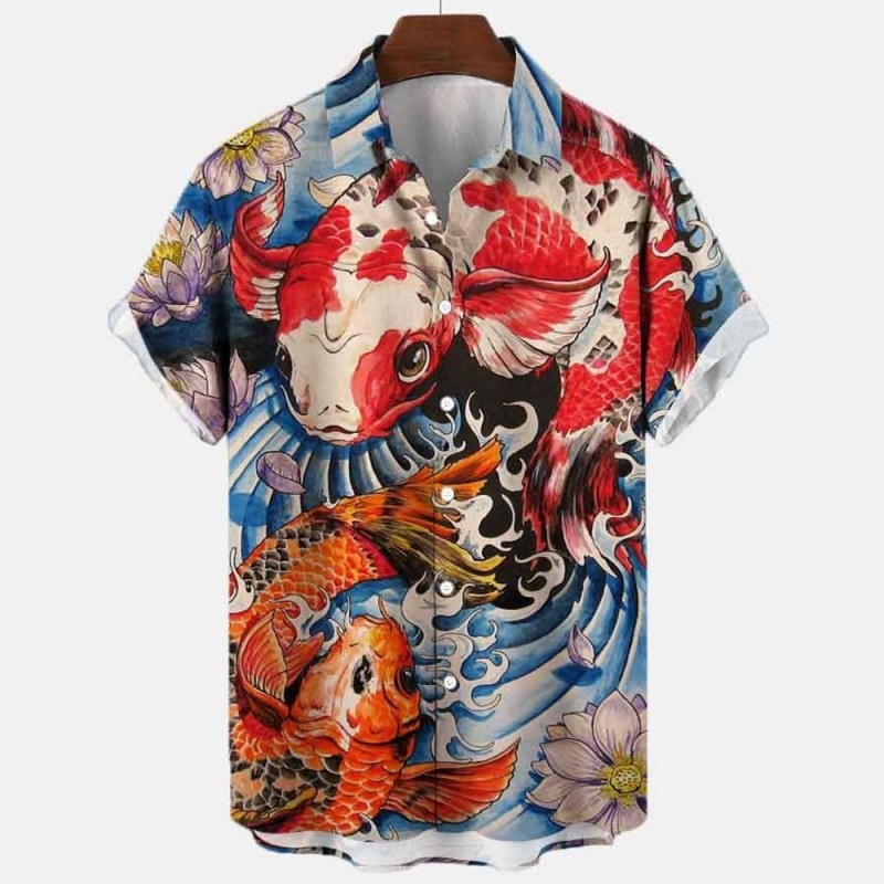 Sommer Floral Koi Fisch Hawaii – Vintage Hawaiian Floral Shirt Bewertung und Preis