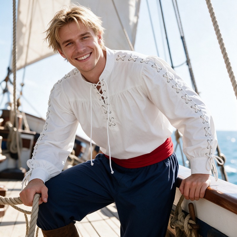 Mittelalterliches Piratenhemd  – Medieval Gothic Lace Up Pirate Shirt Bewertung und Preis