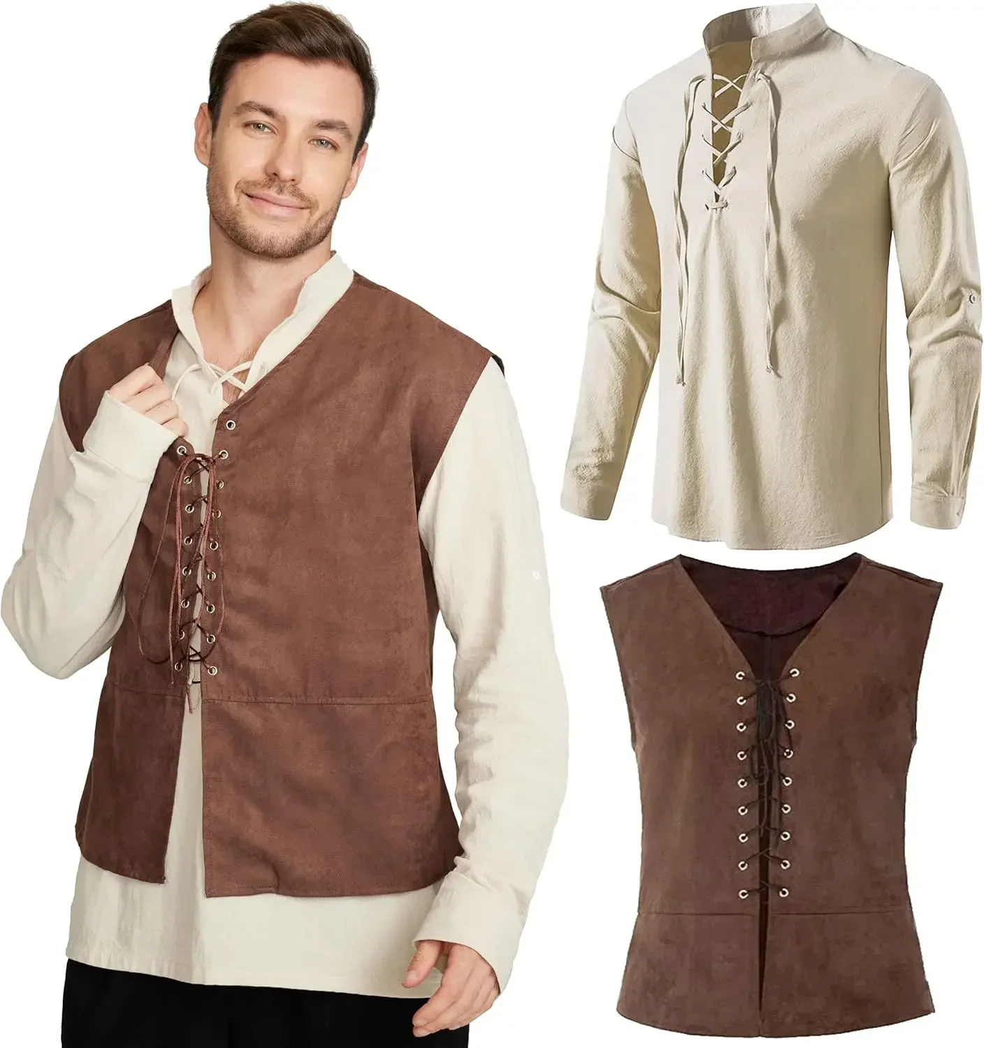 2-teiliges Set: Mittelalterlic – Medieval Gothic Lace Up Pirate Shirt Bewertung und Preis