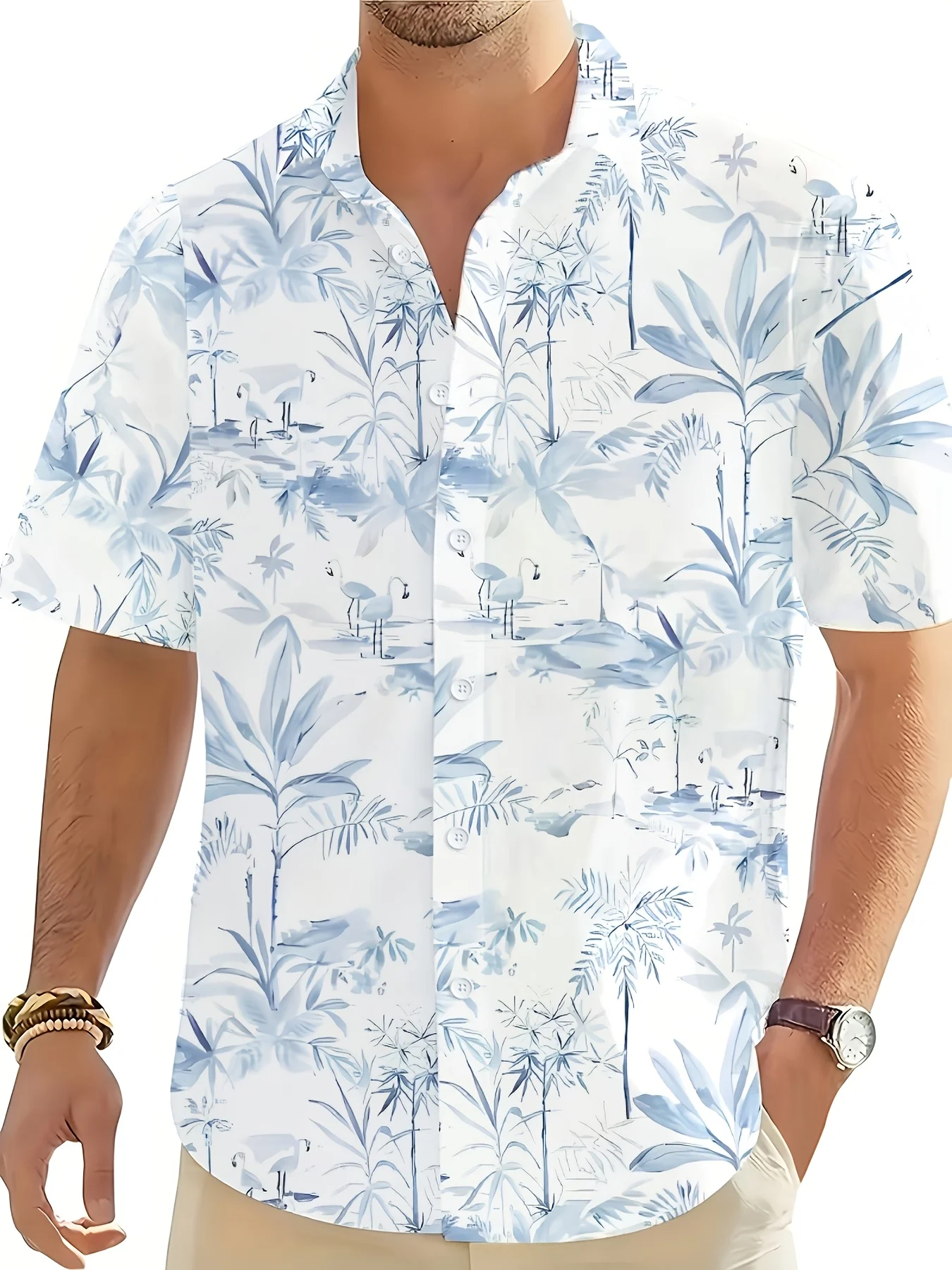 Herren Multi-Style Hellblaues  – Vintage Hawaiian Floral Shirt Bewertung und Preis
