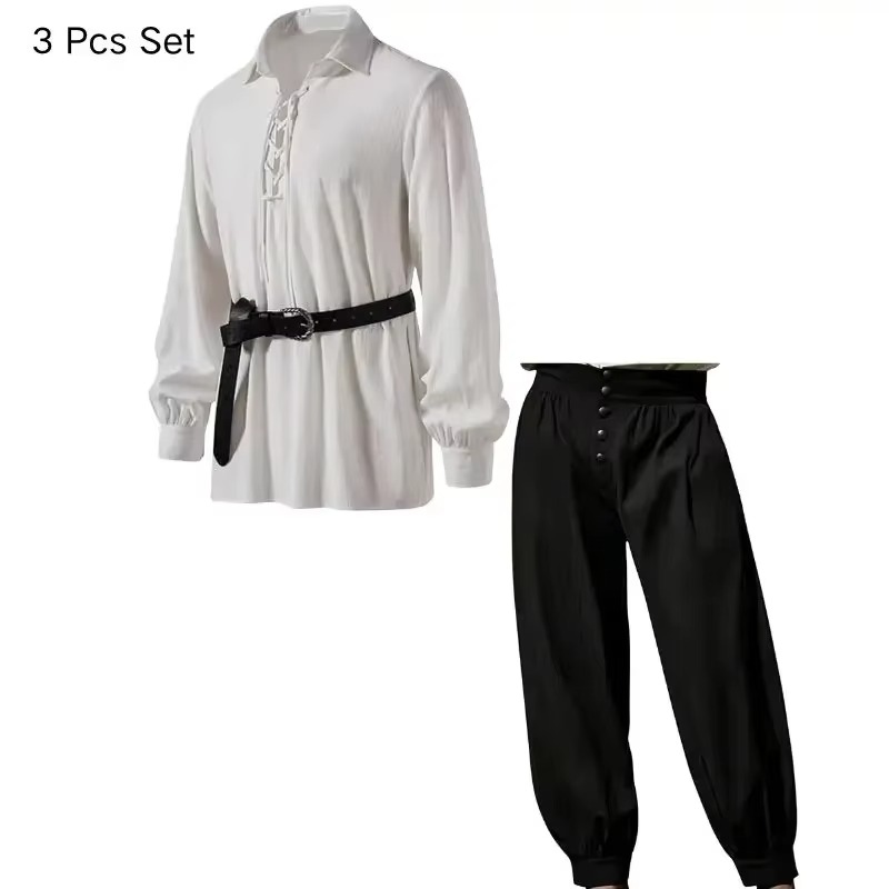 Männer Mittelalterliches Wikin – Medieval Gothic Lace Up Pirate Shirt Bewertung und Preis