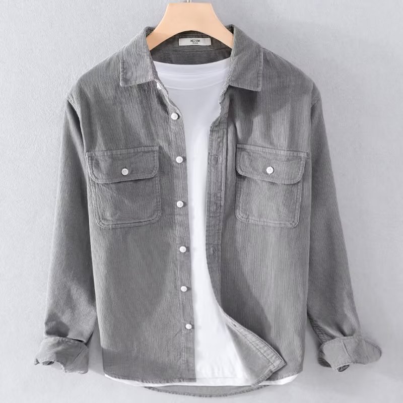 Herren-Cordhemd, einfarbig, la – Corduroy Button Up Shirt Men Bewertung und Preis